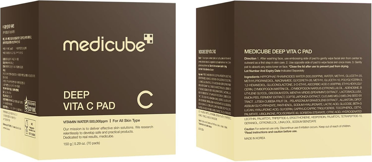 medicube Toner Pads Deep Vita C Facial Toner Pad for Uneven Skin Tone Care