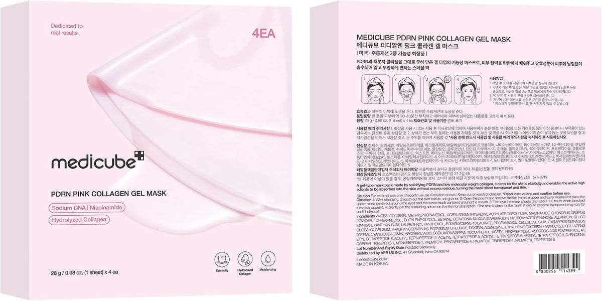 medicube Jelly Gel Mask with Salmon DNA PDRN Pink Collagen, 4EA