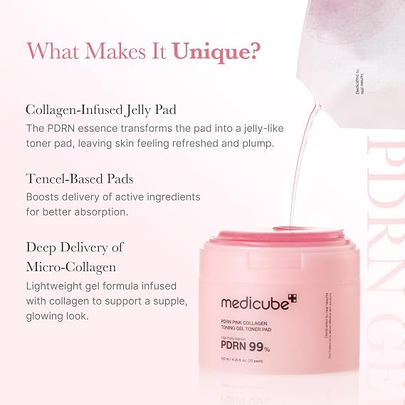 medicube Toner Pads Salmon DNA PDRN Pink Collagen Jelly Pad for Soothing