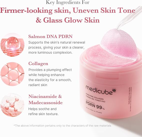 medicube Toner Pads Salmon DNA PDRN Pink Collagen Jelly Pad for Soothing