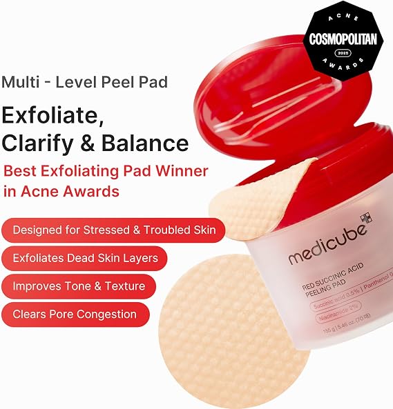 medicube Toner Pads Red Succinic Acid Panthenol Pad for Facial Peeling